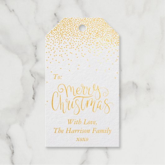Confetti Typografie Merry Kerstry Cadeaulabels (Voorkant)