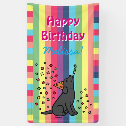 Confetti van Black Labrador Birthday Party Spandoek (Verticaal)