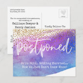 Confetti & Waterverf uitgesteld huwelijksbericht Briefkaart (Voorkant / Achterkant)