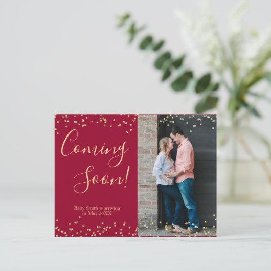 Confetti Zwangerschap Aankondiging Briefkaart (Staand voorkant)