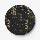 Confetti Zwart Goud Viering Modern Chique Plezier Papieren Bordje (Voorkant)