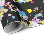 Confetti zwart omslagpapier cadeaupapier (Rol Hoek)