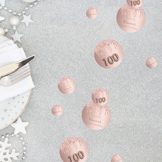 Confettis 100e anniversaire rose or parties scintillant rose