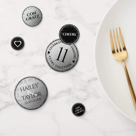 Confettis 11ème anniversaire de Mariage en acier (Groupe)