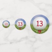 Confettis 13e anniversaire balle de golf sur tee rouge (Devant)