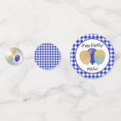 Confettis 1er anniversaire En vichy bleu ballons et photo (Derrière)