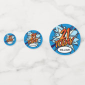 Confettis 21 AUJOURD'HUI Anniversaire Fun Retro Comic Book (Derrière)