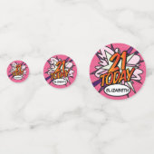 Confettis 21 AUJOURD'HUI Anniversaire Fun Retro Comic Book R (Devant)