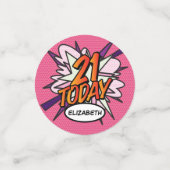 Confettis 21 AUJOURD'HUI Anniversaire Fun Retro Comic Book R (Petit recto)