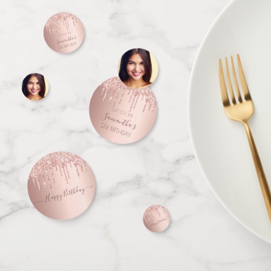Confettis 21e anniversaire rose parties scintillant or goutt (Groupe)