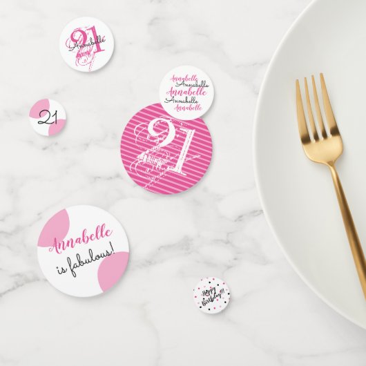 Confettis 21e anniversaire Thème rose personnalisé (Groupe)