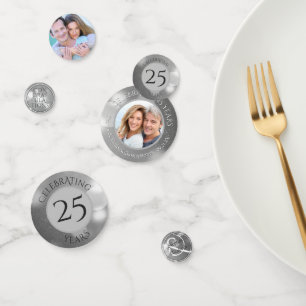 Confettis 25e anniversaire du Mariage Photo Silver Personnal