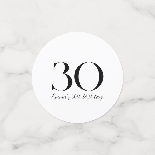 Confettis 30e anniversaire Noir et blanc (Petit recto)