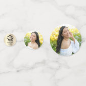 Confettis 3 Graduation Photo Black Gold Modern Script Casque (Derrière)