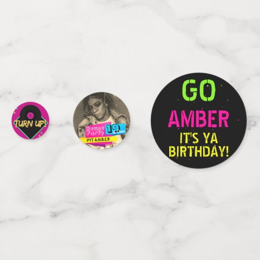 Confettis 3 Photos & Age| Checkerboard 80's/90's Neon Retro (Derrière)