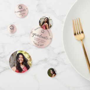 Confettis 3 Rose de diplôme de photo Gold Modern Script Casq