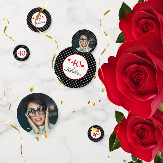 Confettis 40 & Coeurs fabuleux 40e anniversaire Photo Noir