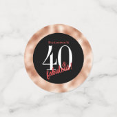 Confettis 40 et Fabulous Black et Rose Gold Anniversaire (Petit recto)
