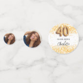 Confettis 40e anniversaire blanc or nom de parties scintilla (Devant)