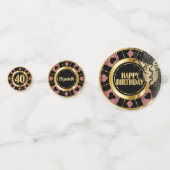 Confettis 40e Anniversaire Casino Poker Chip - Or Rose (Devant)