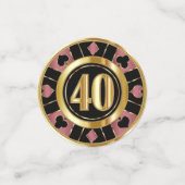 Confettis 40e Anniversaire Casino Poker Chip - Or Rose (Petit recto)