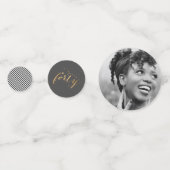 Confettis 40e anniversaire Photo Black White Gold Party (Devant)