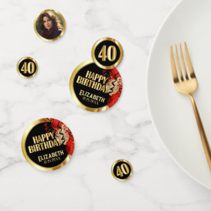 Confettis 40e anniversaire - 🎈 rouge, noir et or