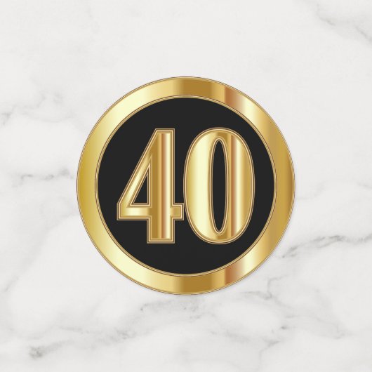 Confettis 40e anniversaire - 🎈 rouge, noir et or (Petit recto)