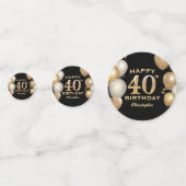 Confettis 40e fête d'anniversaire Ballons noirs et or (Derrière)