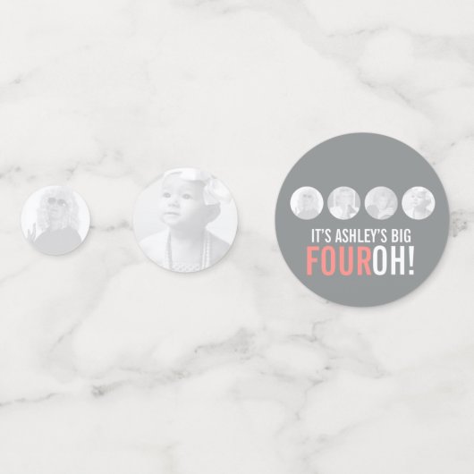 Confettis 40e FOUROH gris et rose ! 4 photos anniversaire (Derrière)