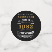 Confettis 40th Birthday 1982 Black Gold Ajouter Nom Retro (Petit recto)