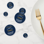 Confettis 40th Birthday 1982 Blue Gold Ajouter le nom Retro<br><div class="desc">Un confetti classique personnalisé pour cette fête d'anniversaire. Plus de cadeaux et de fournitures de fête disponibles avec le design "légendaire" dans le magasin.</div>