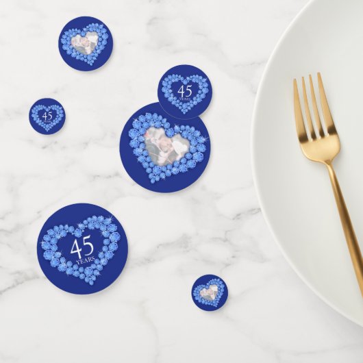 Confettis 45e saphir mariage anniversaire photo coeur bleu (Groupe)