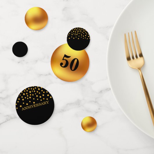 Confettis 50 Anniversaire/Anniversaire Gold Table Noire Conf (Groupe)