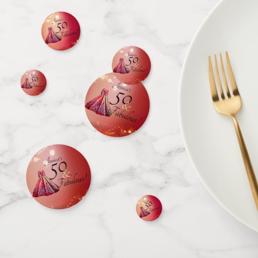 Confettis 50 & Fabuleux 50e anniversaire Red Gold Sparkle (Groupe)