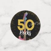 Confettis 50 Rocks Cool Rose Black Gold 50e fête d'anniversa (Petit recto)