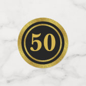 Confettis 50e anniversaire Black and Gold Elegant Modèle (Petit recto)
