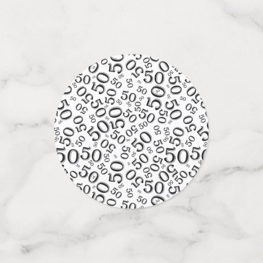 Confettis 50e anniversaire Cool Numéro Motif noir et blanc (Petit recto)