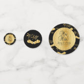 Confettis 50e anniversaire de Mariage d'or sur le noir (Devant)