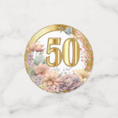 Confettis 50e anniversaire - Floral et or (Petit recto)