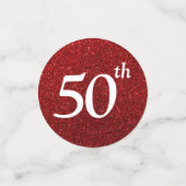 Confettis 50e anniversaire Photo Parties scintillant rouge (Petit recto)