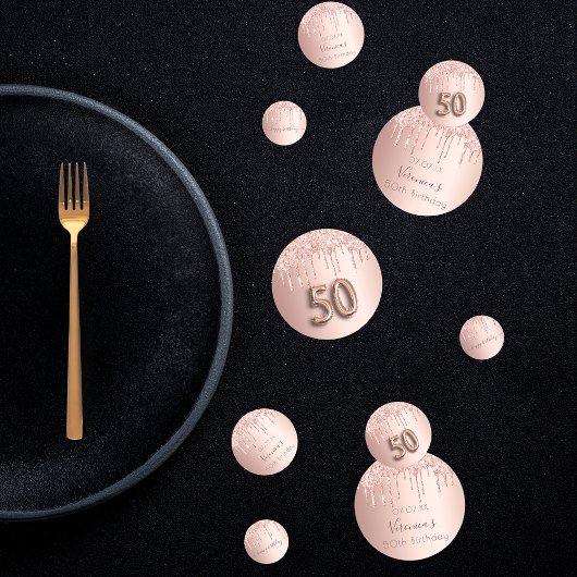 Confettis 50e anniversaire rose or parties scintillant rose