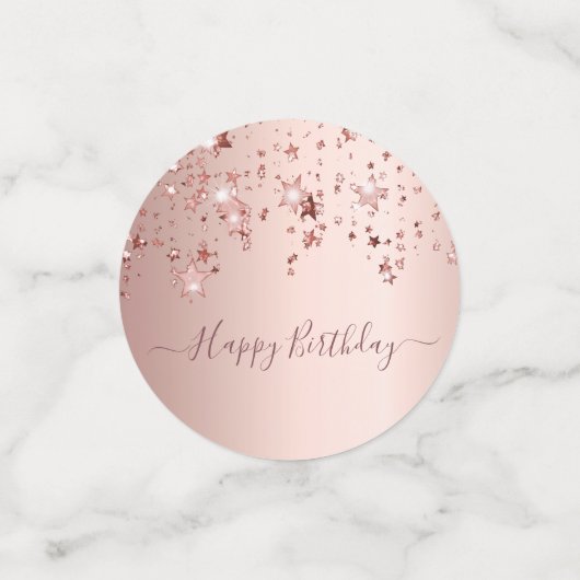 Confettis 50e anniversaire rose or rose étoiles glam (Petit recto)