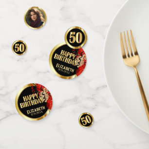 Confettis 50e anniversaire - 🎈 rouge, noir et or