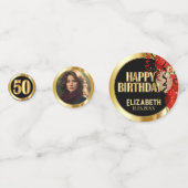 Confettis 50e anniversaire - 🎈 rouge, noir et or (Devant)