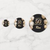 Confettis 50e fête d'anniversaire Ballons noirs et or (Devant)