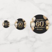 Confettis 60e fête d'anniversaire Ballons noirs et or (Derrière)