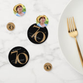Confettis 70e anniversaire Gold Black Calligraphy Elégante P (Groupe)