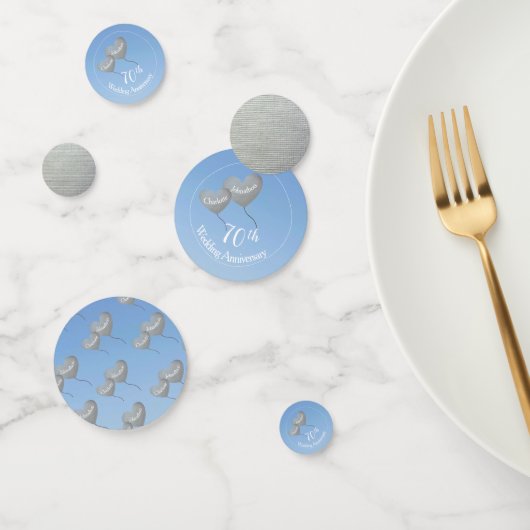 Confettis 70e Mariage Platinum Anniversaire ballons cardiaqu (Groupe)