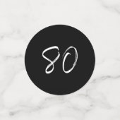 Confettis 80 | Black & White Modern 80th Birthday Photo (Petit recto)